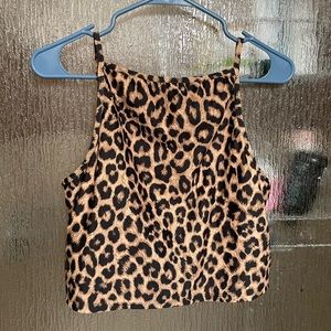 Kortni Jeane cheetah square neck swim top